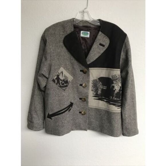 Trachtenmoden Alpentraum Women Jacket Coat 12 Brown Button Wool Button Pocket - Picture 1 of 10